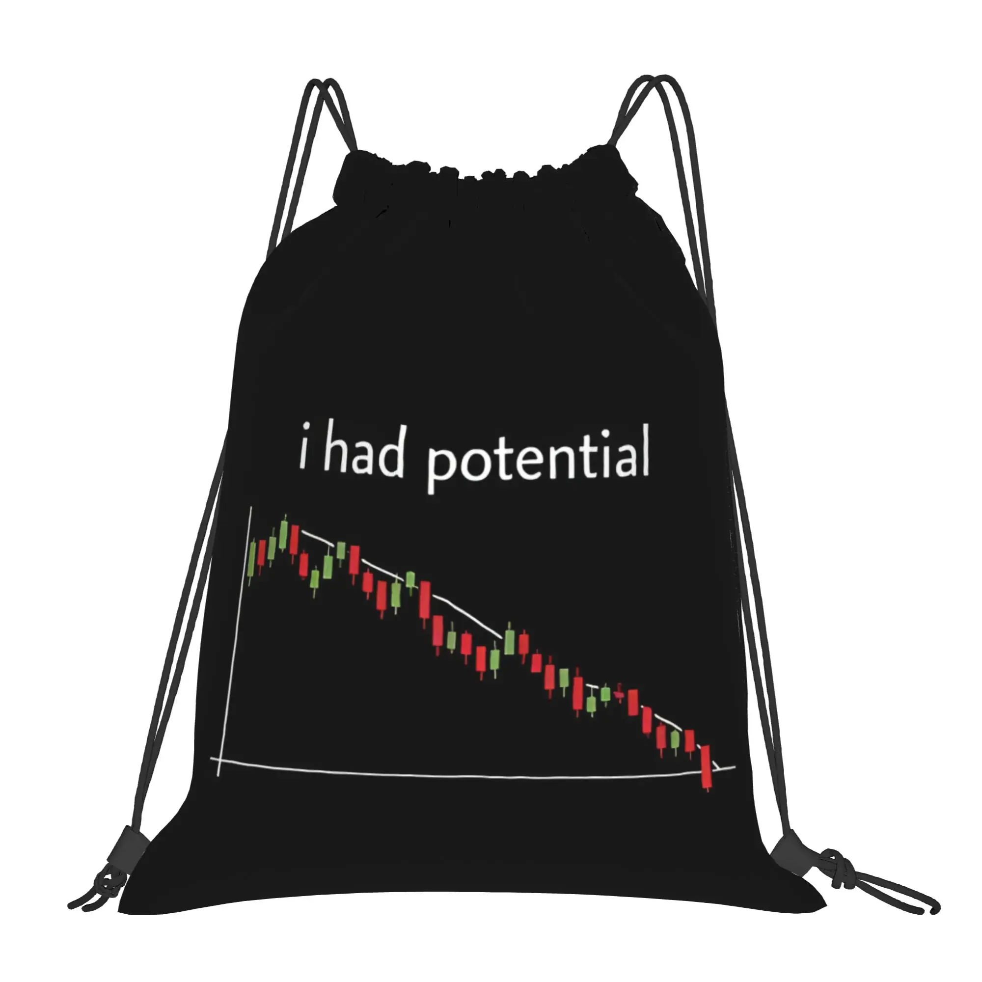 I Had Potential 11  Multi-function Pocket Men Women Storage Backpack Teenager Travel Bag Print Drawstring Bags