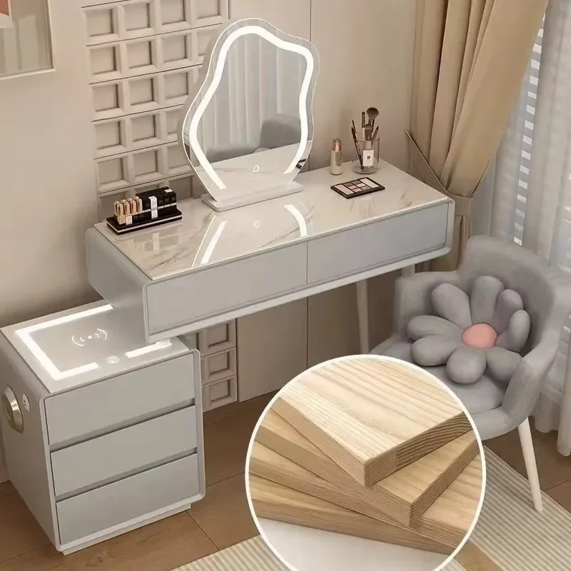 LED Lighted Makeup Vanity Mirror MDF Panel for Bathroom Bedroom Storage Cabinet Compatible with Modern White Wood Style Decor