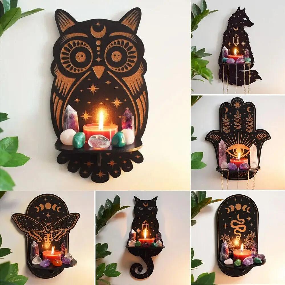 Creative Display Stand Smooth Wear-Resistant Crystal Shelf Exquisite Wooden Carving Candle Holder Home Decoration Crafts