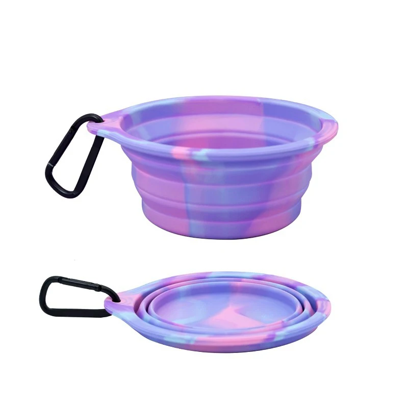 600ML Pet Folding Silicone Bowl Outdoor Travel Portable Puppy Food Container Feeder Food Container Feeder Dish Bowl