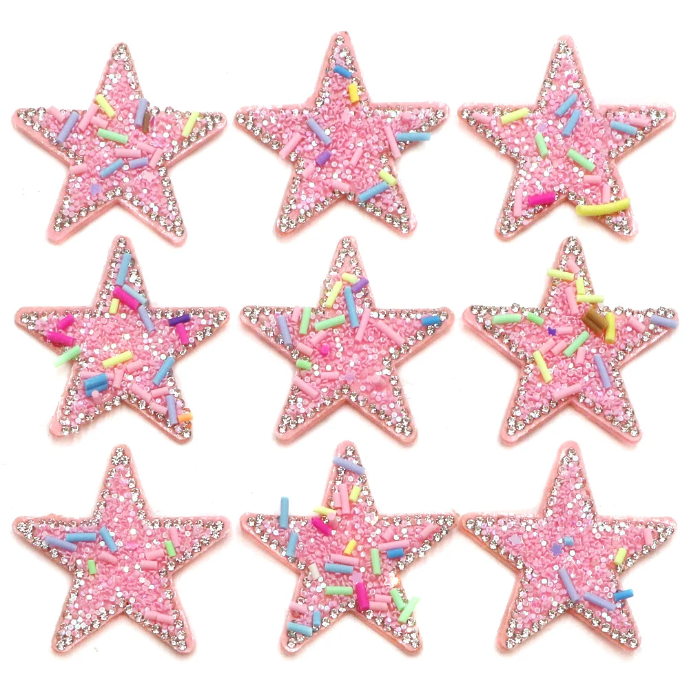 5pcs/lot  Multi Star Patch Rhinestone Applique Sew on Patch for Clothing Dress Beaded Sweater Hair Clips Accessories