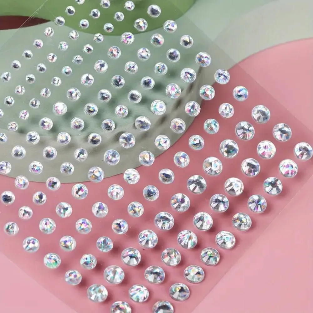 2pcs 3D Imitation Crystal Rhinestone Eye Face Decals DIY Festive Makeup Party Decor Oblong Shaped Multi-Particle Glitter Sticker