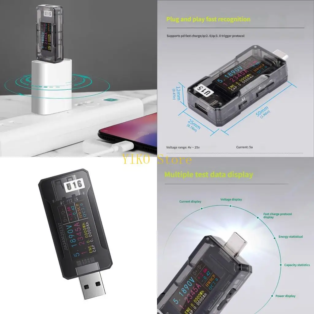 K32C Chargers Tester Tool With Color Screen Accurately Tests QC2.0 And HWSCP Protocols For Charging Performances Evaluation