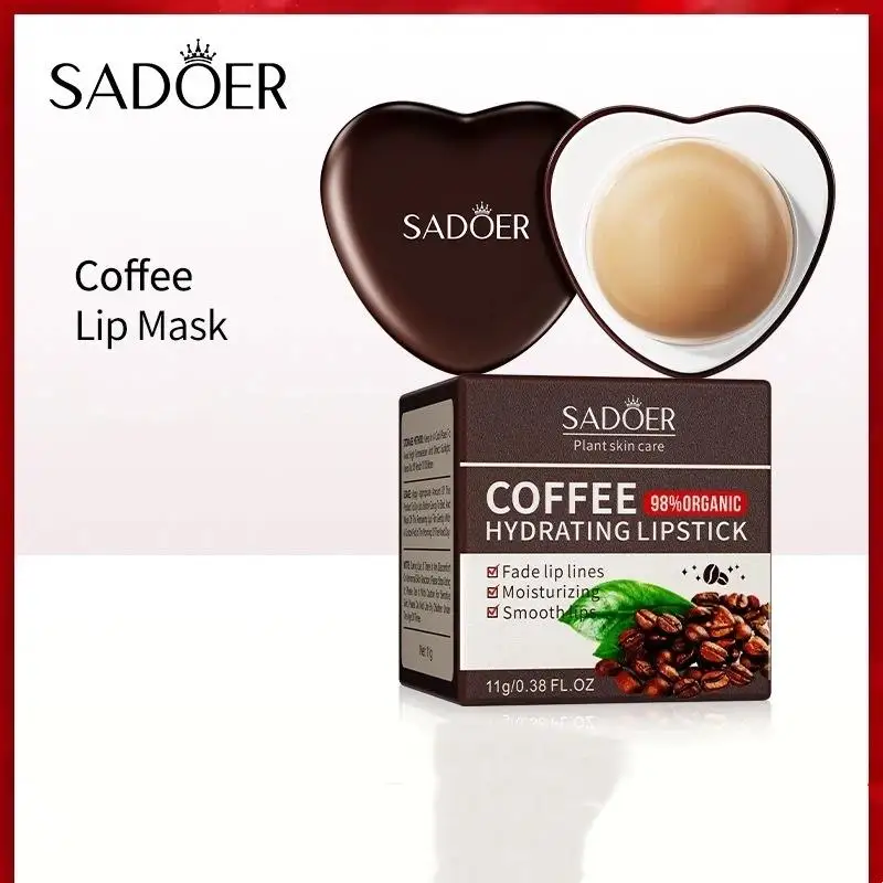 SADOER 5.8g Coffee Moisturizing Lip Mask For Lip Skin Care Fade Lip Lines Hydrating Nourishing Lip Patches Lips Plumper