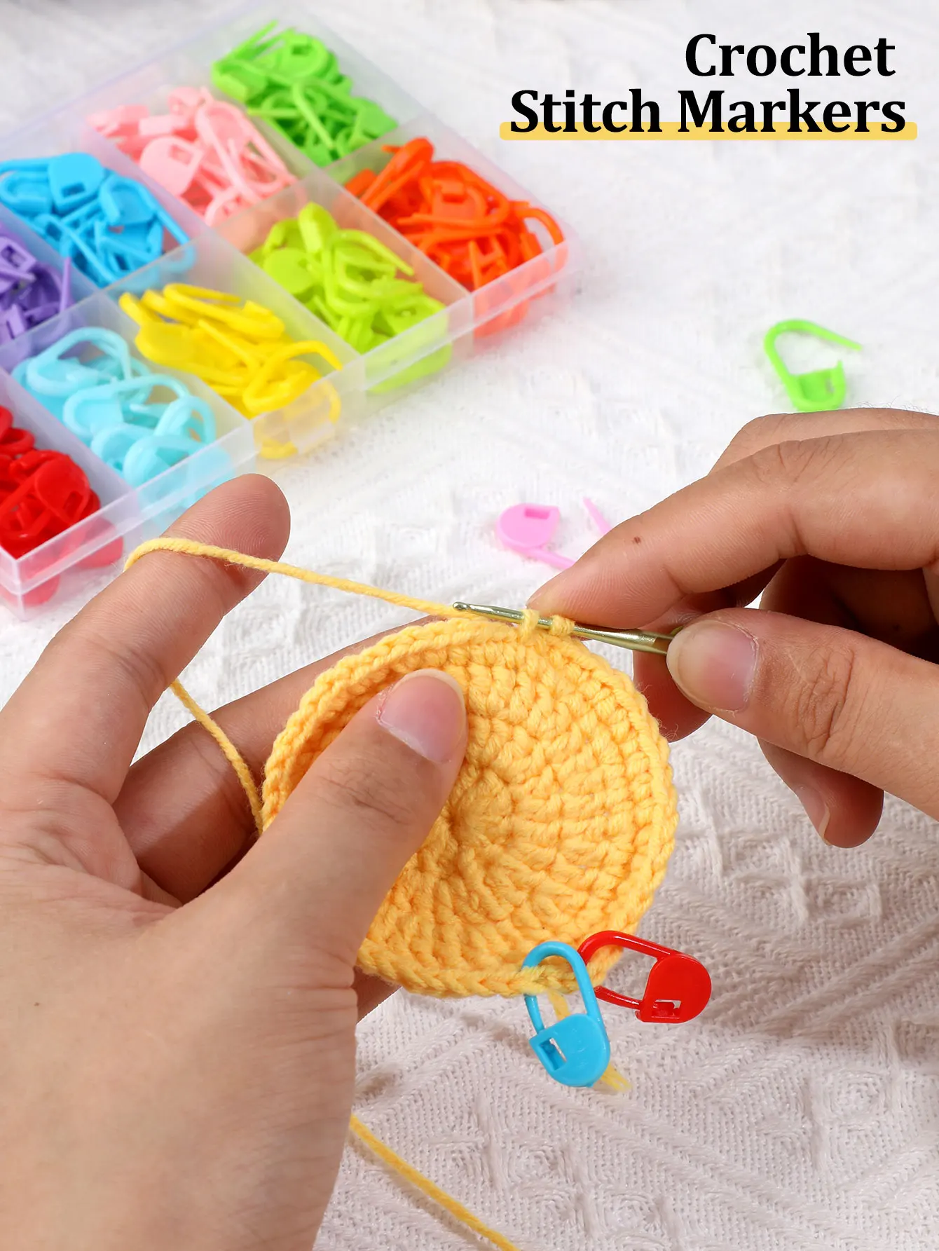 150pcs Needle Clip Hook with Box Mixed Locking Stitch Markers Colorful Plastic Small Clip Knitting Crochet Knitting Accessories