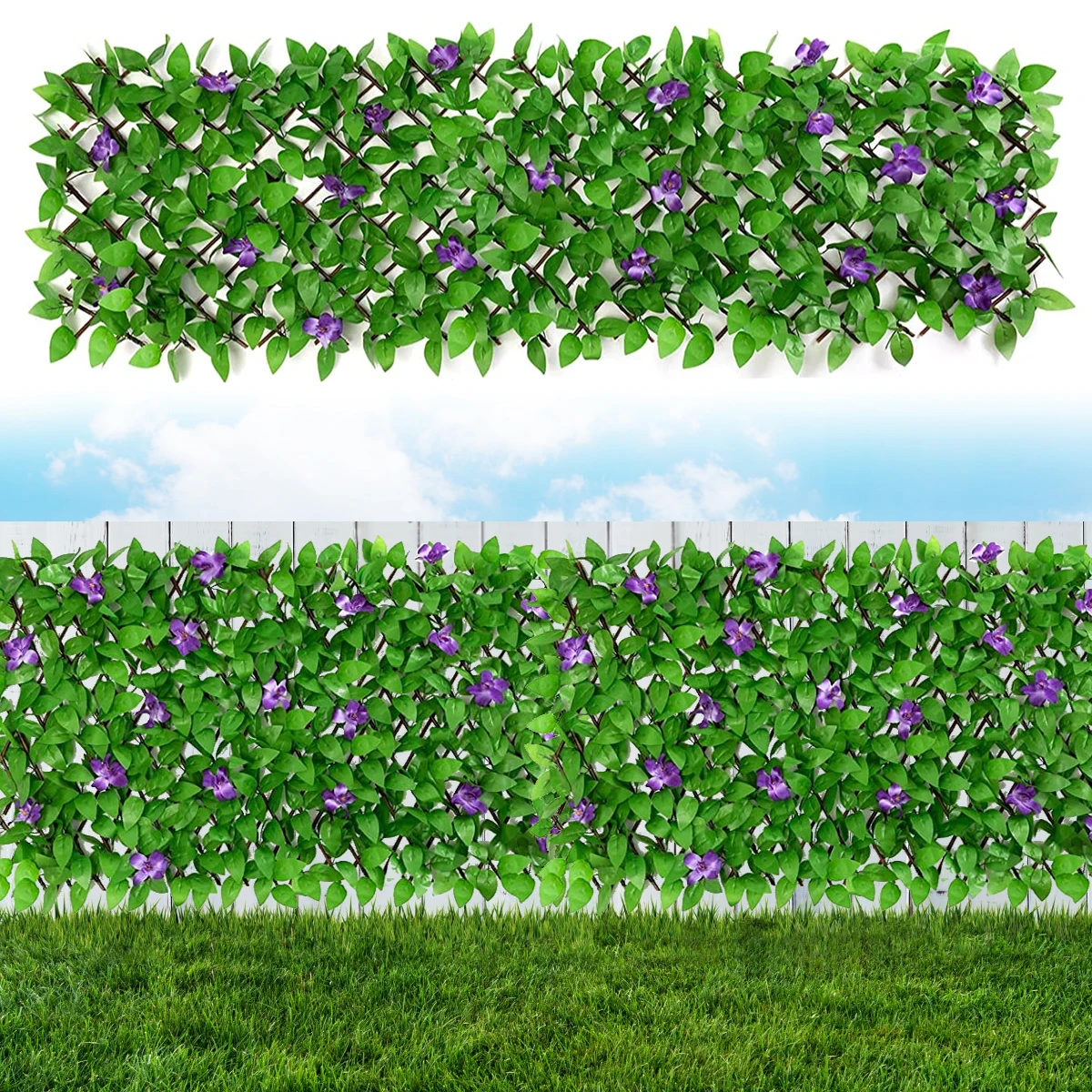 Expandable Fence Privacy Screen 40x200cm Artificial Hedges Privacy Fences Stretchable Fake Ivy Leaf Fencing Decoration for