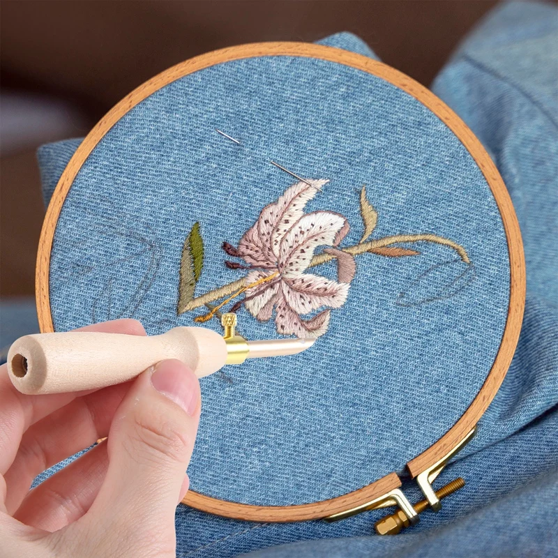 11 قطعة مجموعة أدوات إبرة لكمة التطريز خياطة لكمة إبرة وإبرة عراف التطريز بدس أدوات-A51M