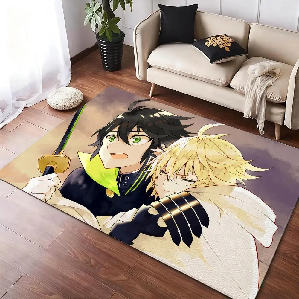 Anime S-Seraph Of The End Floor Mat Flannel Rugs Cozy Plush Thickened Soft Warm Winter Non Slip Living Room Home Indoor Use