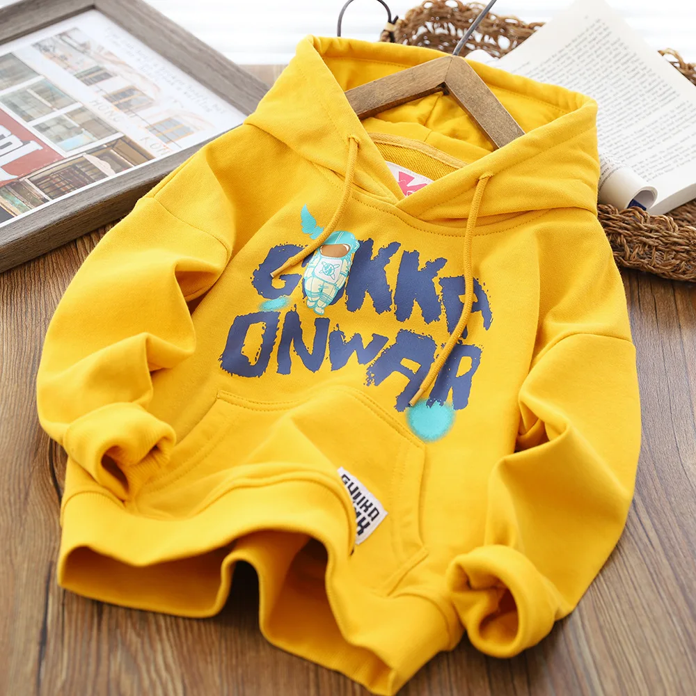 Nuova primavera autunno acciaio stampa orso felpa ragazzi vestiti adolescenti pullover manica lunga ragazze bambini cotone top Anime felpa con