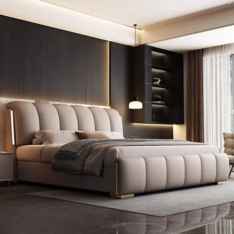 

White Australia Double Bed Board Decoration Items Wooden Style Double Bed Adults Floating Cama Matrimonial Furniture For Home