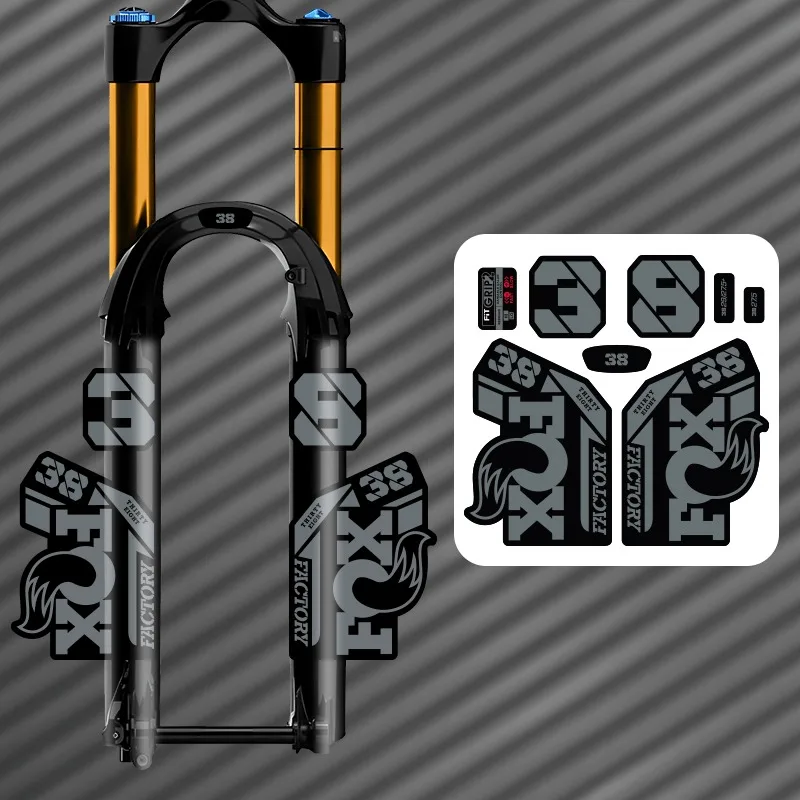 1 Set F38 Mountain Bike Front Fork Stickers 2Pcs Cross Tie Stickers + 6Pcs Small Decals Kit image 6