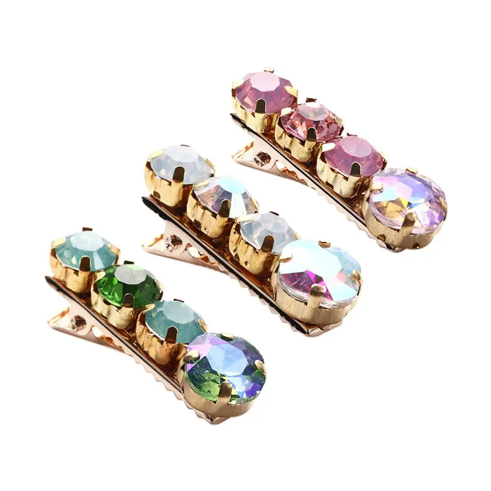 المشابك الصغيرة فتاة مشبك شعر جوهرة ملونة حجر الراين دبوس الشعر الإناث إكسسوارات الشعر الكورية نمط أغطية الرأس الخرز مشبك شعر #2