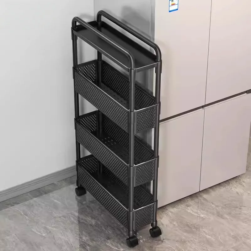 

Kitchen elf Home Use Narrow Floor Standing Storage Ra Multi-Functional Door Ba Thin Frame Adjustable Layers