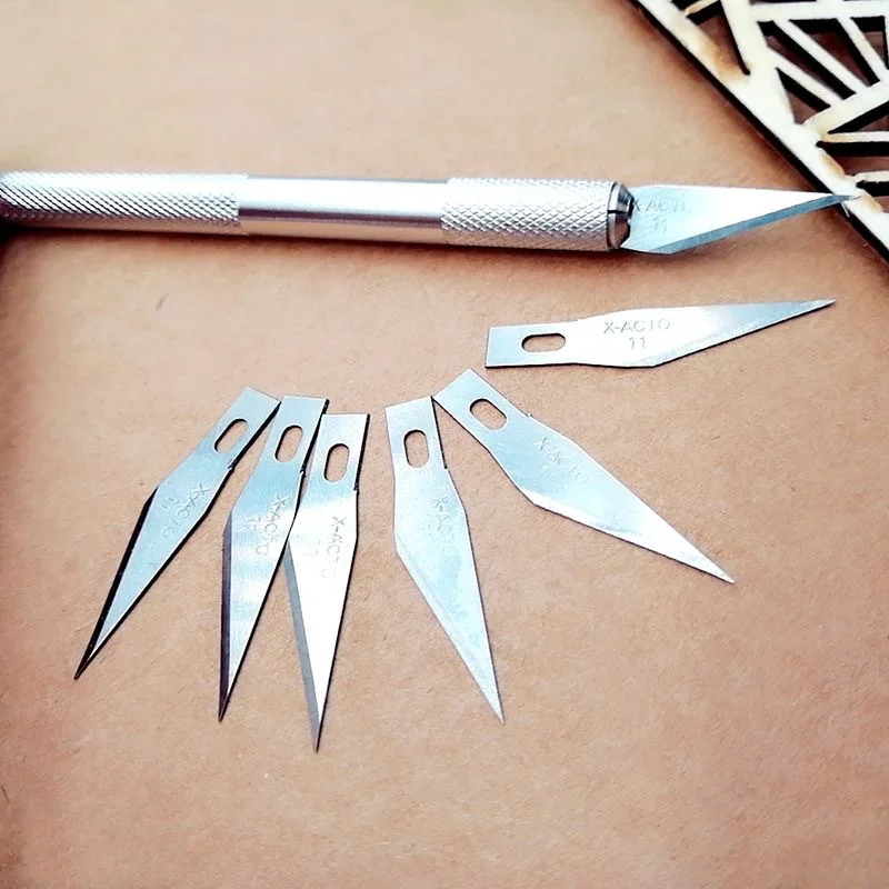 Colorful Metal Scalpel Knife Non-slip Cutter Carving Engraving Craft Knives with extra #11 Blades Paper Cutting Carving Tools