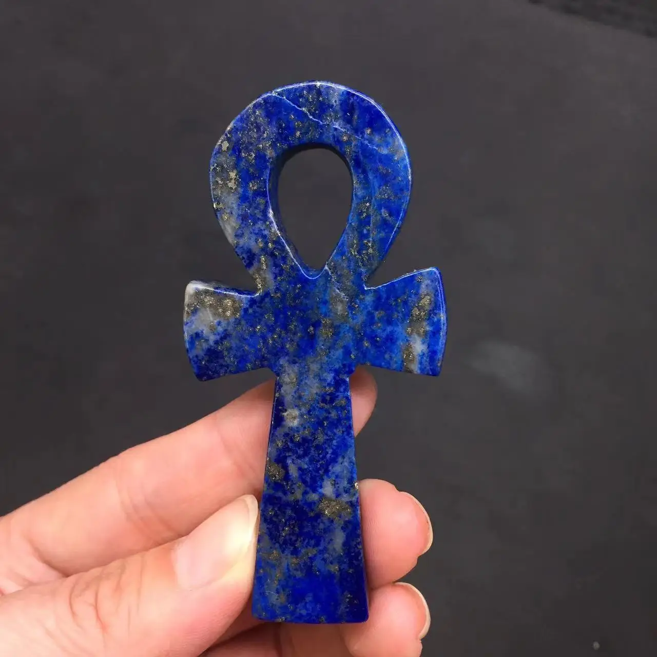 Natural Lapis Lazuli Quartz Crystal Carved Cross Pray ANKH Healing Decorate 1PC