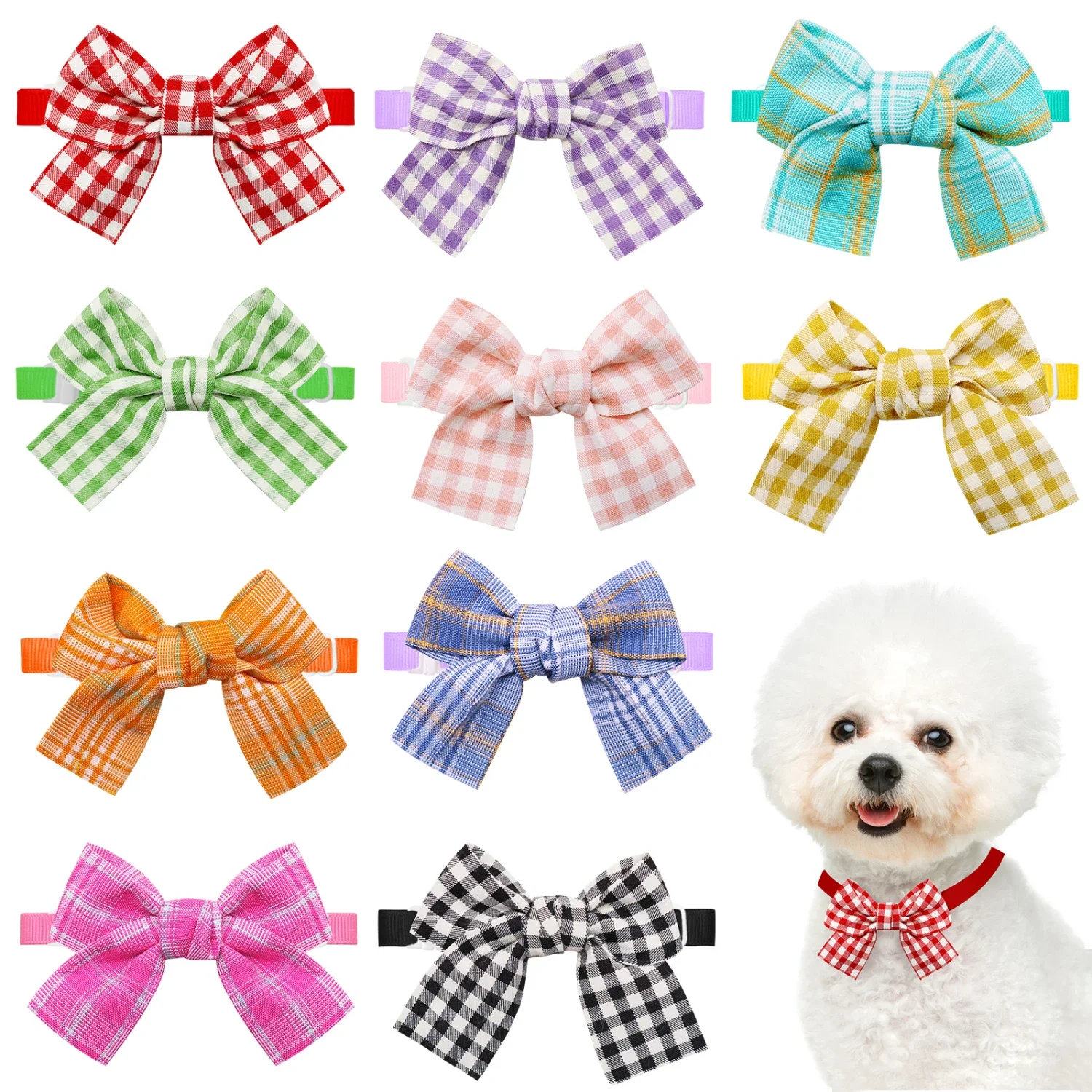 

High-Quality Adorable Set of 50/100 Cute Pet Bow Ties for Small Dogs and Cats - Perfect, Stylish Grooming Accessories for Your B