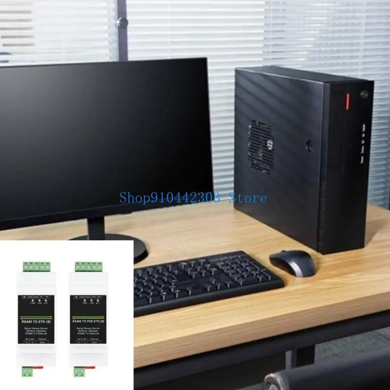Industrial RS485 to RJ45 Ethernet Serial Server Support Ethernet Power Supply