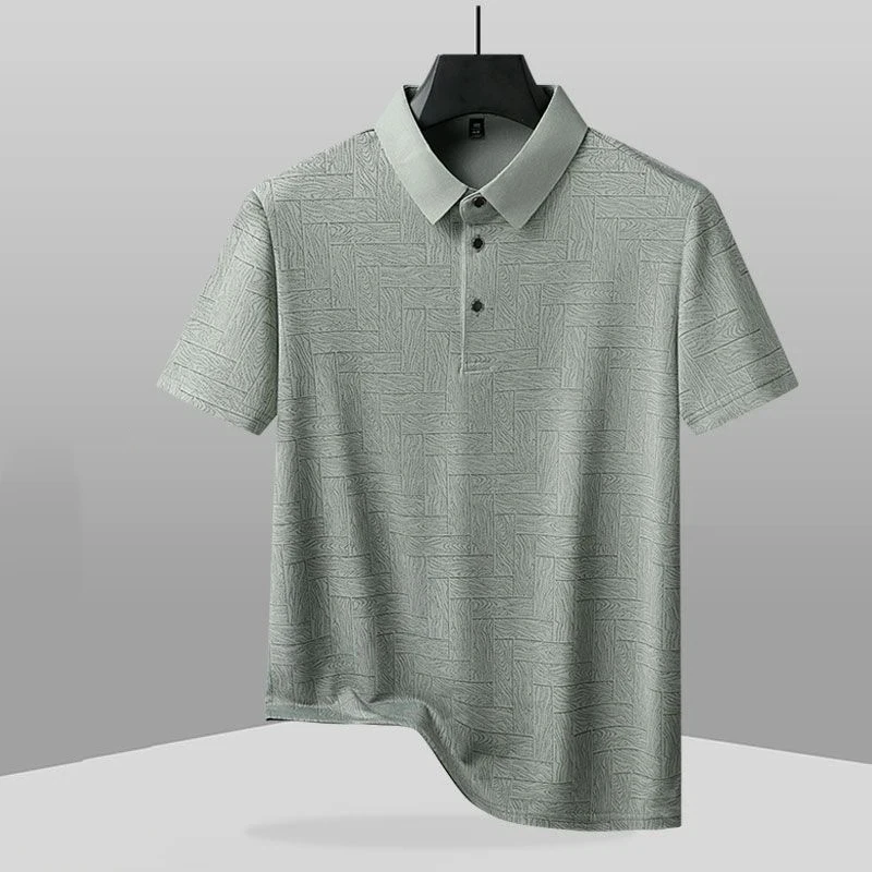 Men's Ice Silk Short Sleeve Polo Shirt Summer Casual for Middle-Aged Dad
