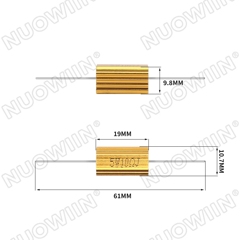 2PCS 5W RX24 อลูมิเนียม Metal Shell Case ตัวต้านทานแบบลวดพัน 0.1 ~ 15K 0.5 1 2 5 6 8 10 20 50 100 120 200 300 1K 5K 10K ohm