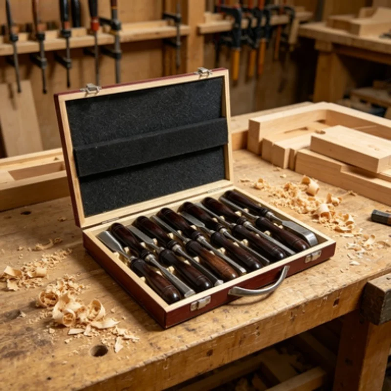 12Pcs 60CRV Wood Carving Chisel Kit German Standard Flower Engraving Gouge Hand Tools for Woodworking DIY Craft