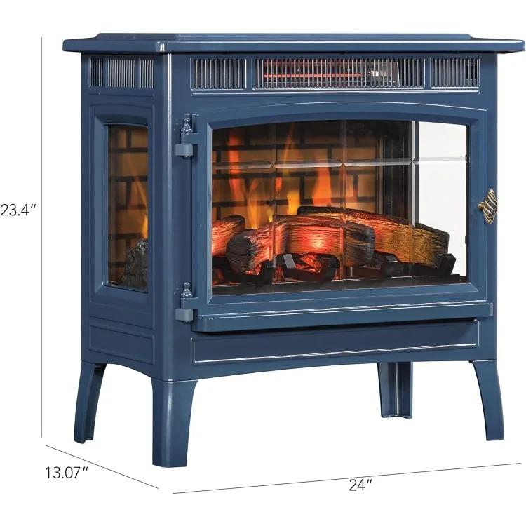 Electric Infrared Quartz Fireplace Stove with 3D Flame Effect, Navy