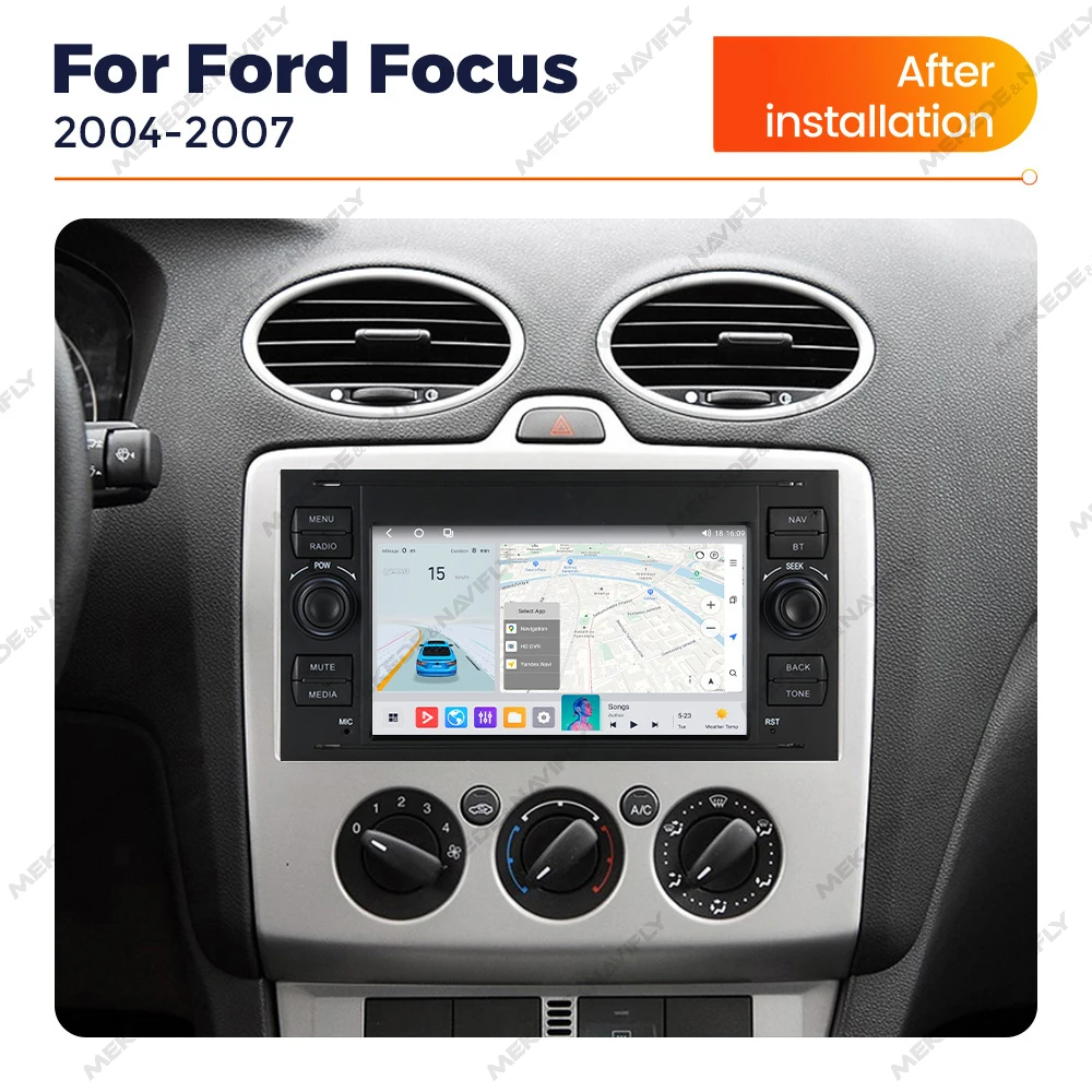 MEKEDE Autoradio mit CarPlay und Android Auto für Ford Focus, Fiesta, C-Max, Fusion, Kuga, Mondeo, Galaxy 2, Baujahr 2004–2007, DSP-Multimedia-Player. – Detail 3