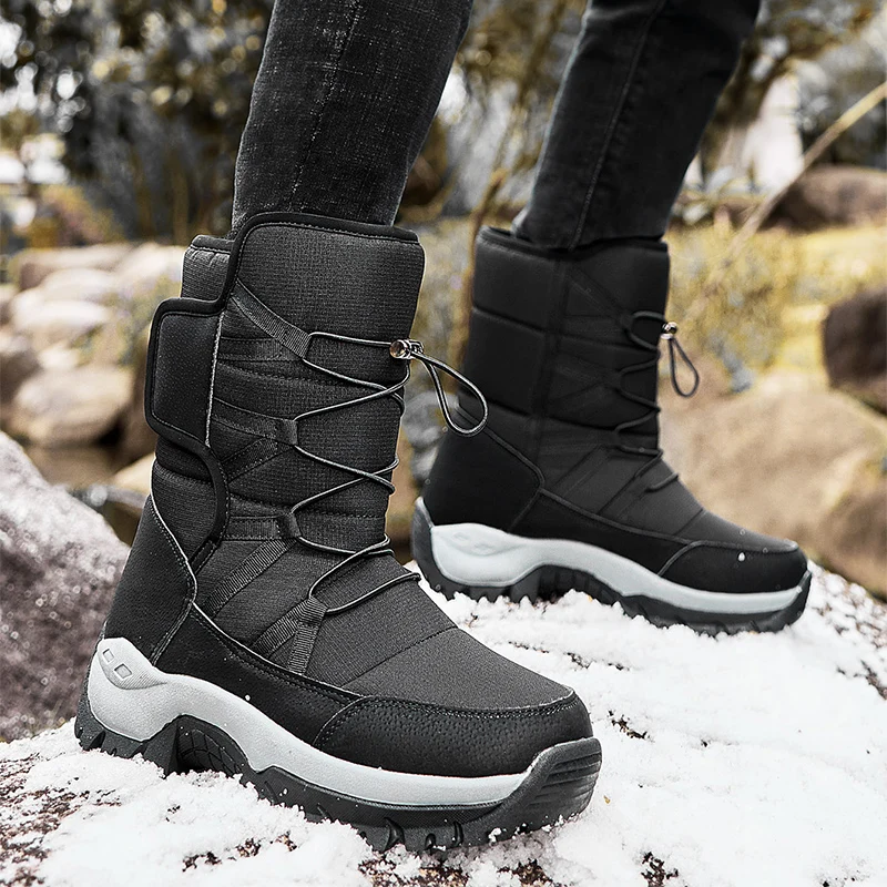 Men Snow Boots Fashion Casual Winter Shoes Male Plush Footwear Gentleman Waterproof Boots