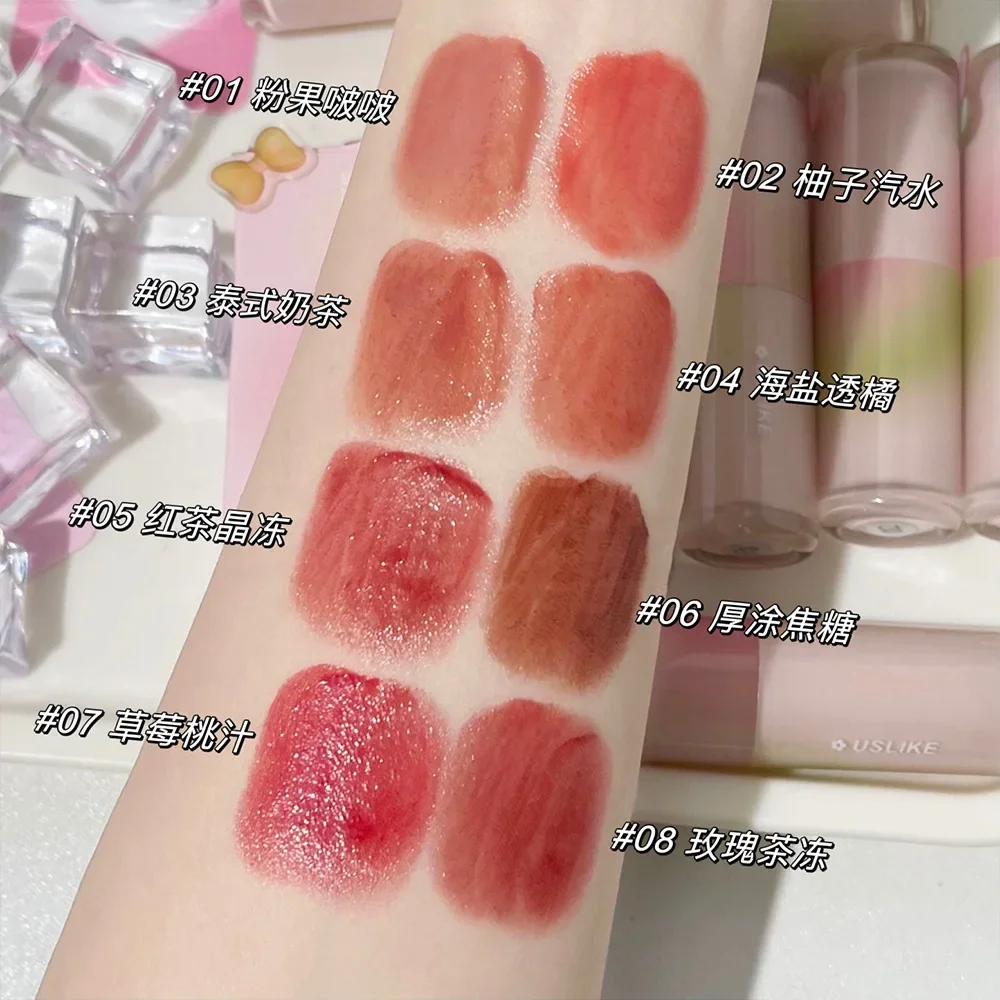 USLIKE Aura ลิปสติกให้ความชุ่มชื้น Long Lasting Non-fading Glass Lips Pure Desire Watery ลิปสติกแต่งหน้าราคาถูกเกาหลี