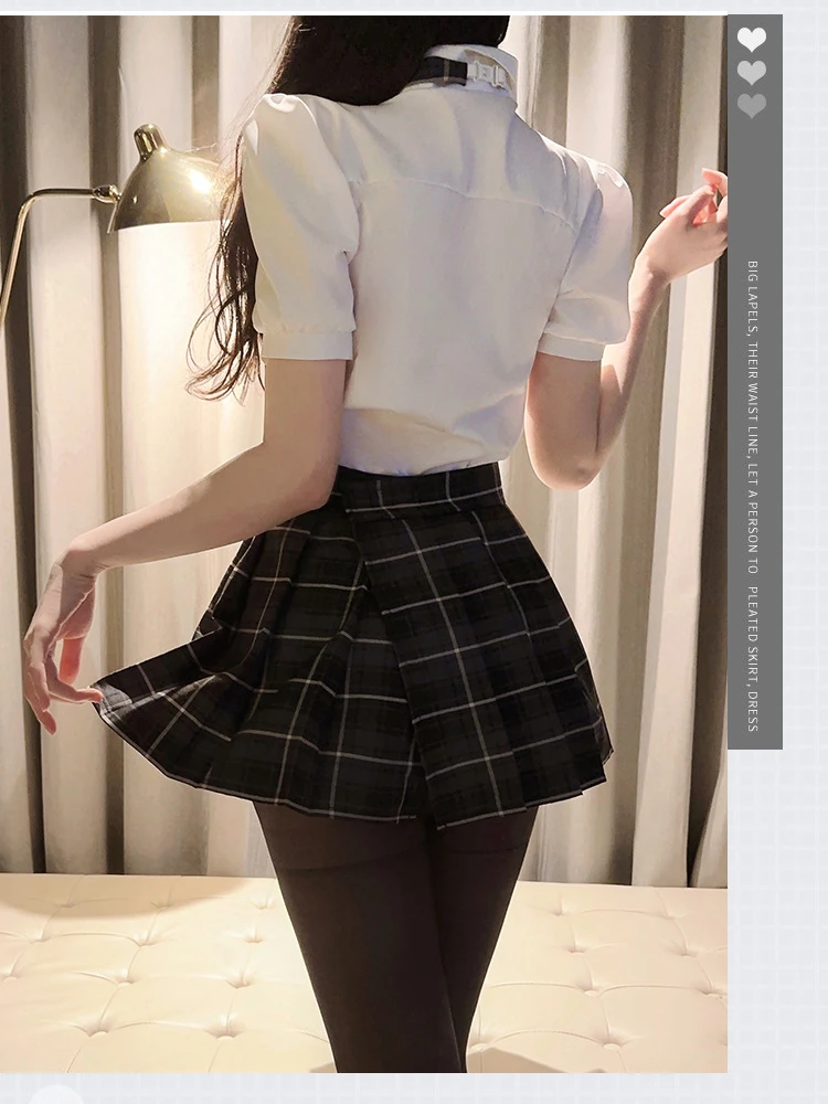 Plus Size JK Cosplay Costumes Japanese School Girls Uniform Pleated Mini Skirt Women Lingerie Night Roleplay Temptation Outfits