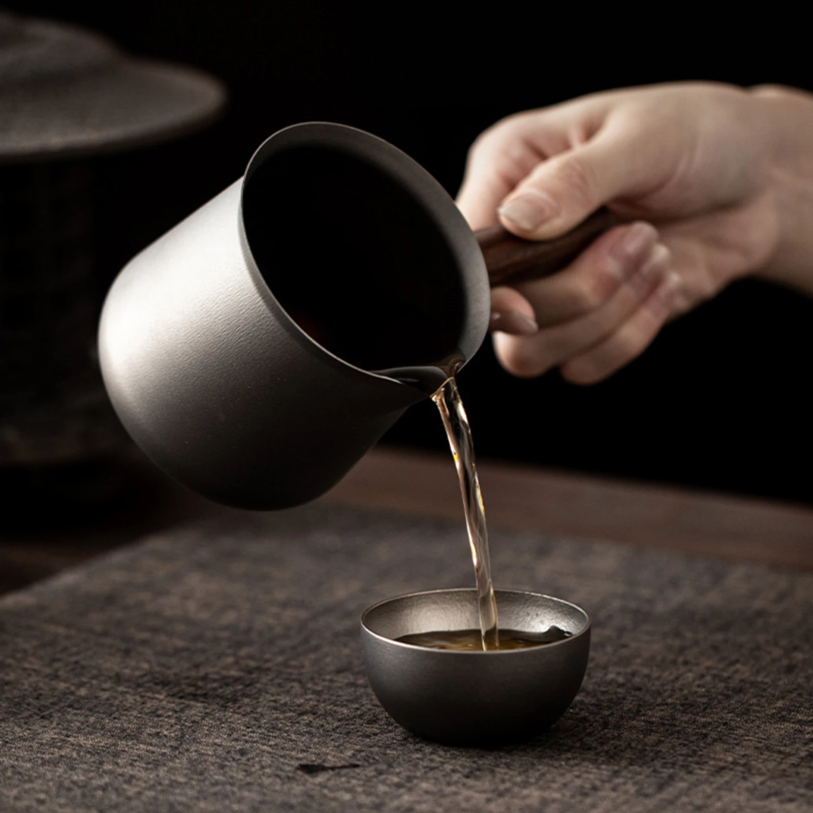 Tea Lovers' Tea Cup Kung Fu Tasting Elegant Pure Titanium Brushed Finish for Home Office Daily Tea Ceremony Use