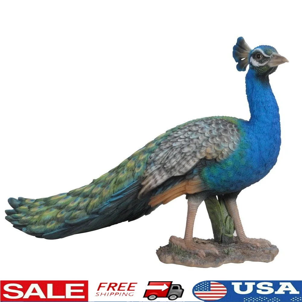 

Реалистичная статуя павлина, украшение для дома и сада, полисмола, домашний и уличный декор дикой природы, 20,75x7x11,75 дюймов