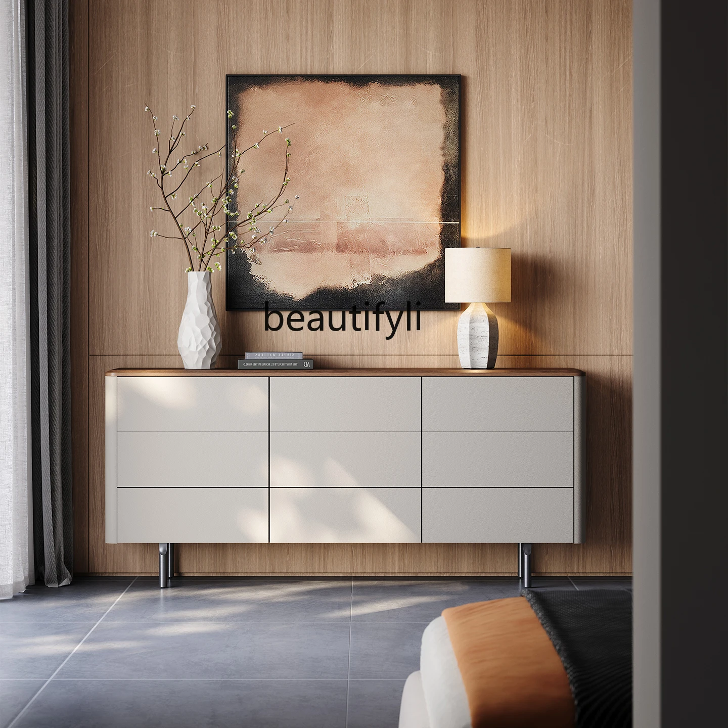 

Light luxury, bedroom, drawer TV cabinet, living room minimalist high-end solid wood chest cabinet