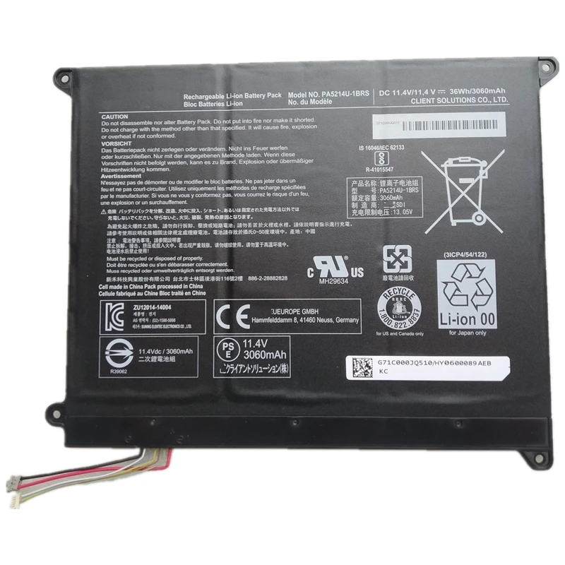 PA5214U-1BRS Laptop Battery For Toshiba Portege Z20T- C-11K Z20T-C-13E Z20T-C-11C 11N WT20-B-106 Z20T-B-108 B-10E B-117 B-10W