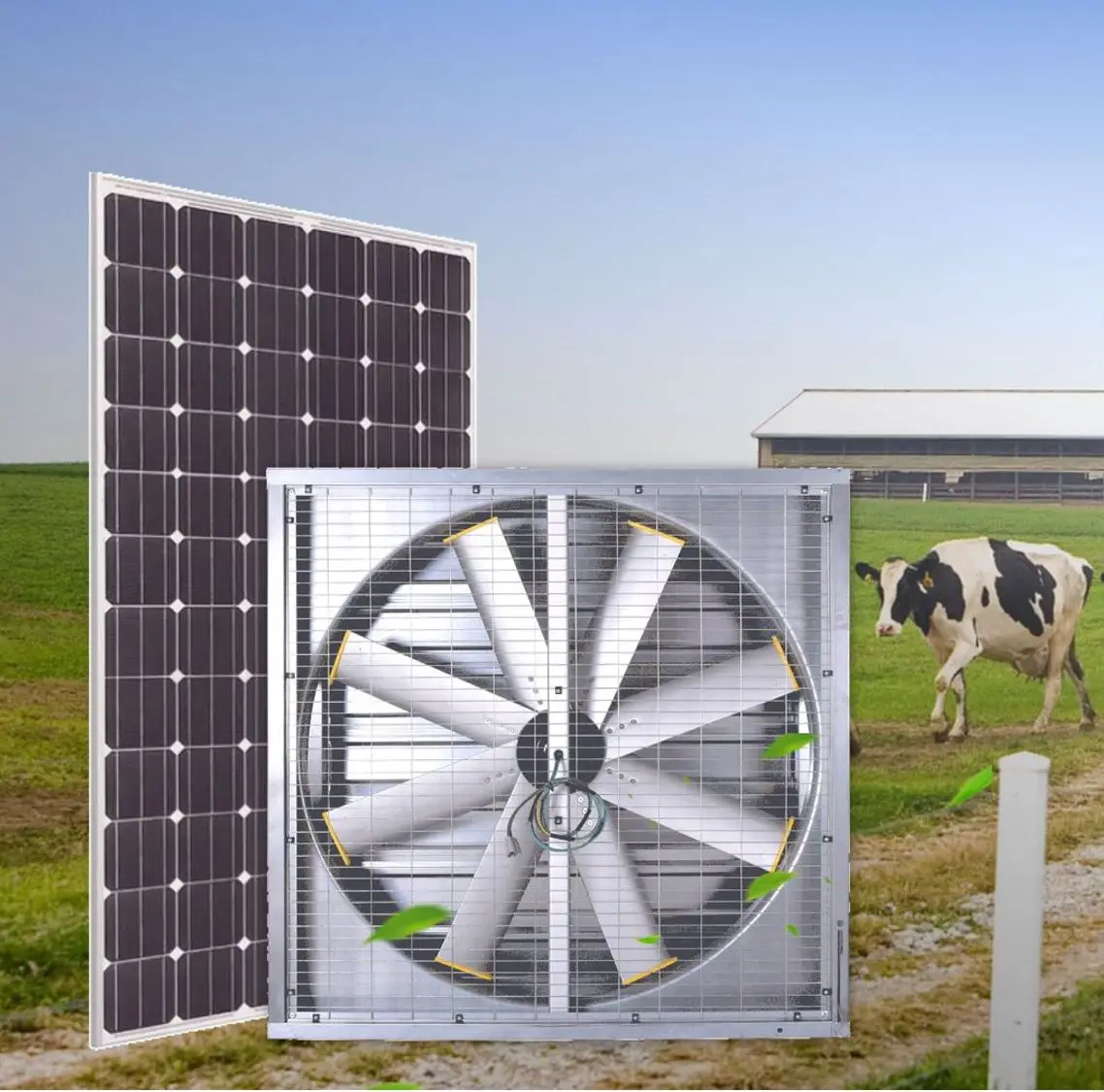 Good Quality No Belt Direct Drive Wall Mounted Powerful Industrial Exhaust Fan Solar Energy Ventilation Fan for Greenhouse Farm