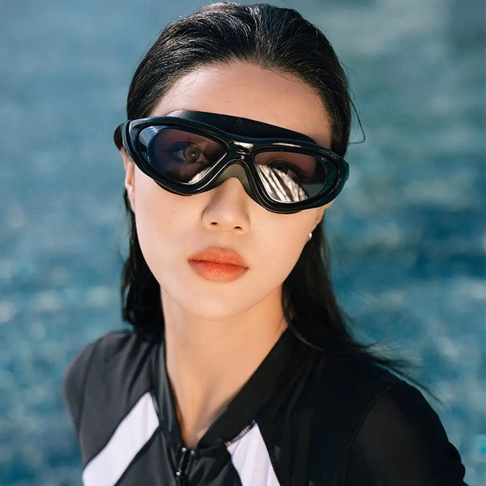 Lunettes de natation anti-buée de plongée pour hommes et femmes, grand cadre, professionnel, bouchons d'oreille HD réglables, accessoires de natation