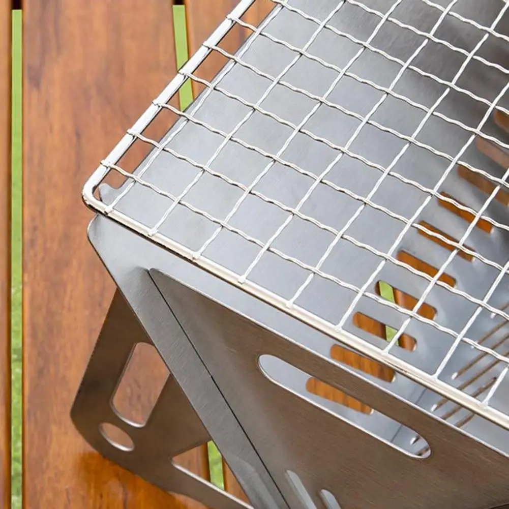 Outdoor Grill with Griddle Durable Stainless Steel Grill Portable Stainless Steel Folding Bbq Grill Collapsible Charcoal Cooking