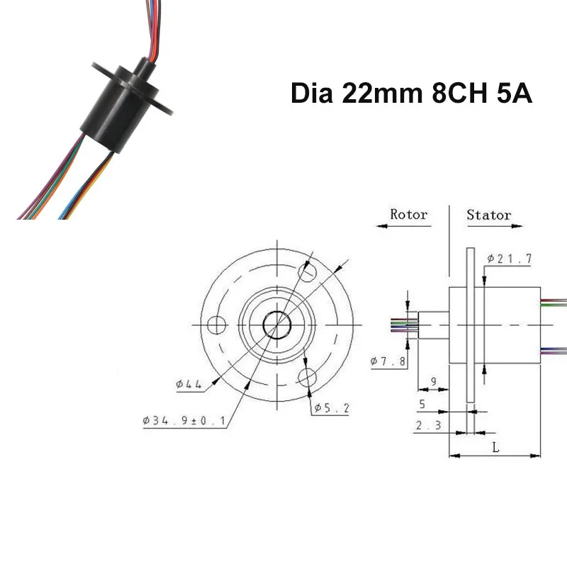 1 Stück 8 Kanäle 5a Windturbinen generator Schleifring Ø 22mm Kapsel schleifen leitfähiges Drehgelenk für medizinische Maschine