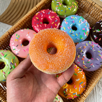 8.5cm Simulated Donuts Round Fake Food Soft PU Bread Color Needle Pink Wall Decoration Chocolate Pendant Candy DIY Props Gift
