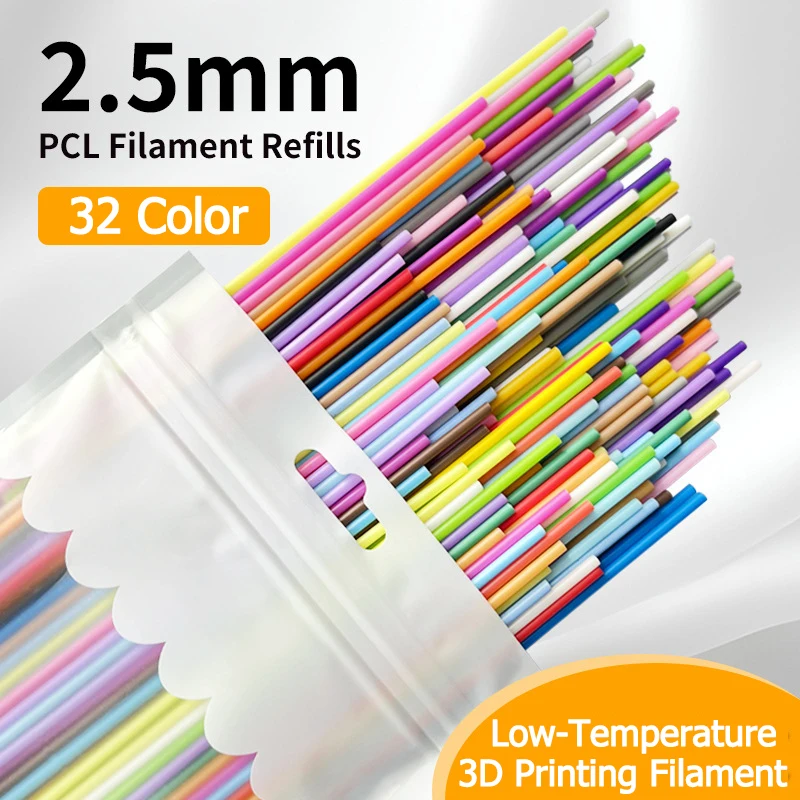 32 Colors PCL 2.5mm Low-Temperature 3D Pen Filament for 3Doodler - Kid’s Gift & Classroom Teaching Supplies 22 Colors Option