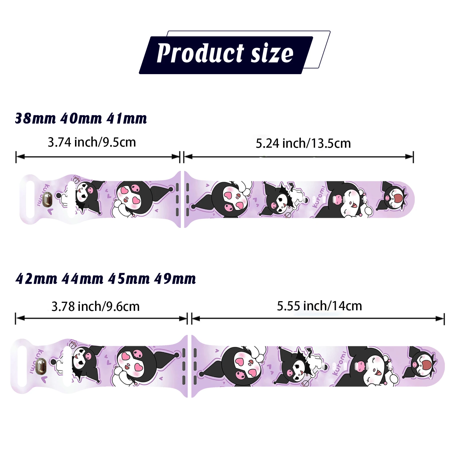 Kuromi Series 2 bedrukte band voor Apple Watch 11 10 9 8 7 SE siliconen band vervangbare horlogeband voor iWatch 46 mm 42 mm 41 mm 40 mm