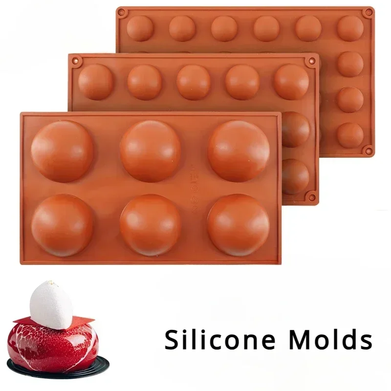 

Silicone Ball Half Sphere Molds DIY 3D Baking Tools for Pudding Mousse Chocolate Cake Decoration Kitchen Baking Accessories