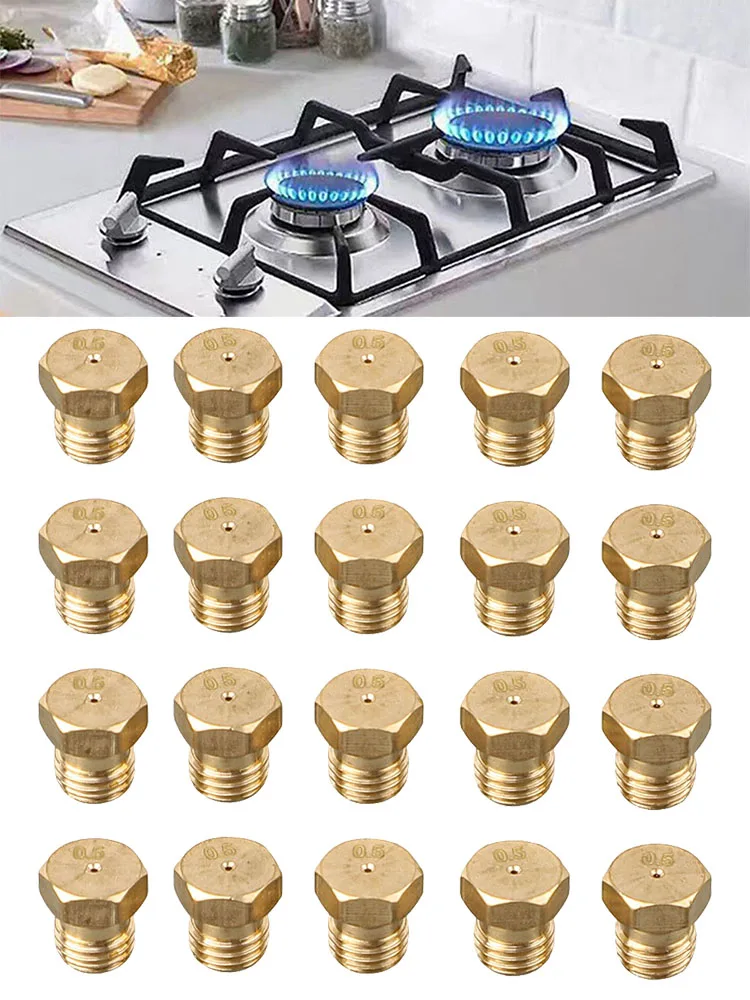 20pcs Burner Nozzle 0.5mm Nozzles Propane Burner Orifice Kit For LPG Burner Nozzle Replacement Parts Kitchen Accessoories