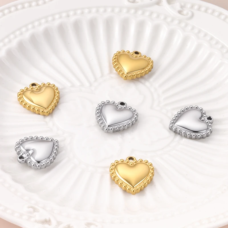 

2Pcs Stainless Steel Charms Bead Sided Hearts Pendant for DIY Necklace Bracelet Earring Jewelry Making Accessories