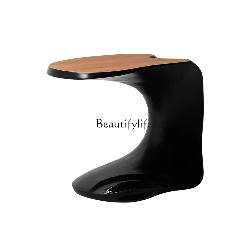 

FG17Creative Nordic minimalist C-type solid wood edge table movable sofa special-shaped small coffee table