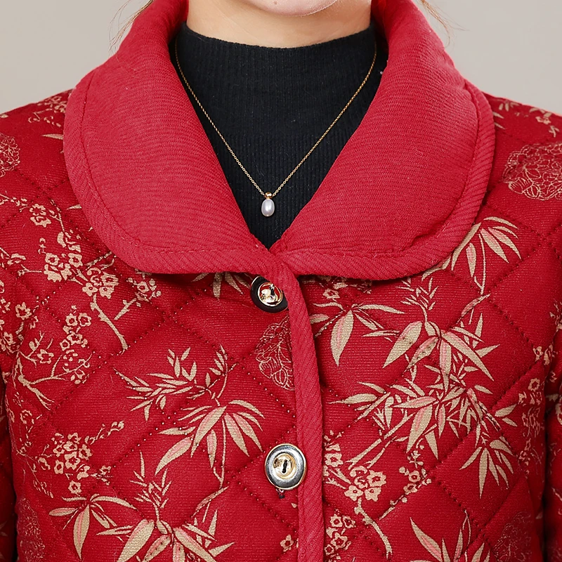 Chaqueta de algodón de longitud media para mujer, abrigo ajustado, estilo de ciudad de hielo china, chaqueta a prueba de viento de talla grande, Tops cálidos para mujer