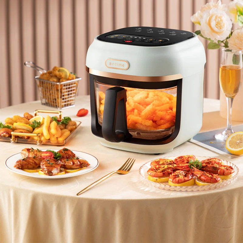 Air Fryer New Holographic Color Screen Uncoated Borosilicate Glass Liner Transparent and Visible