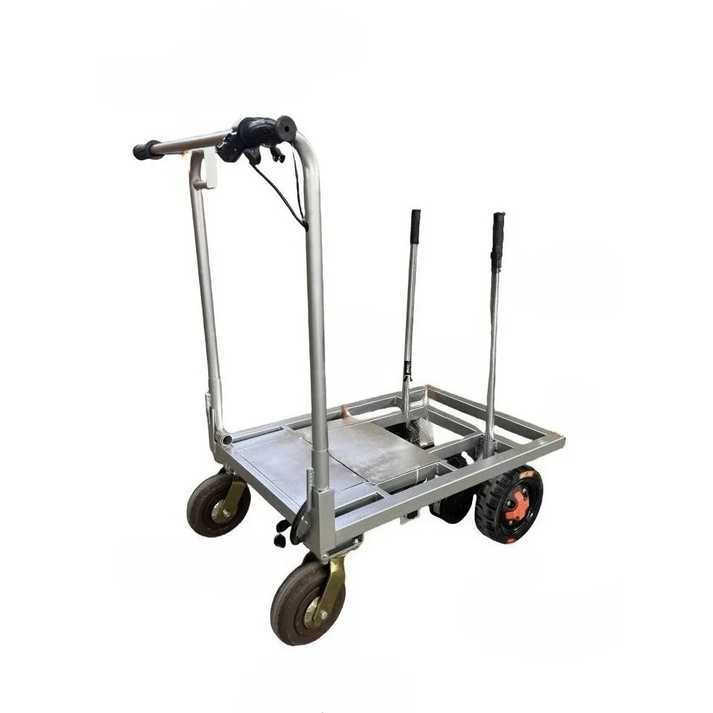 Electric flatbed trolley for pulling tiles, sand, cement transporter, decoration into the elevator, foldable trolley