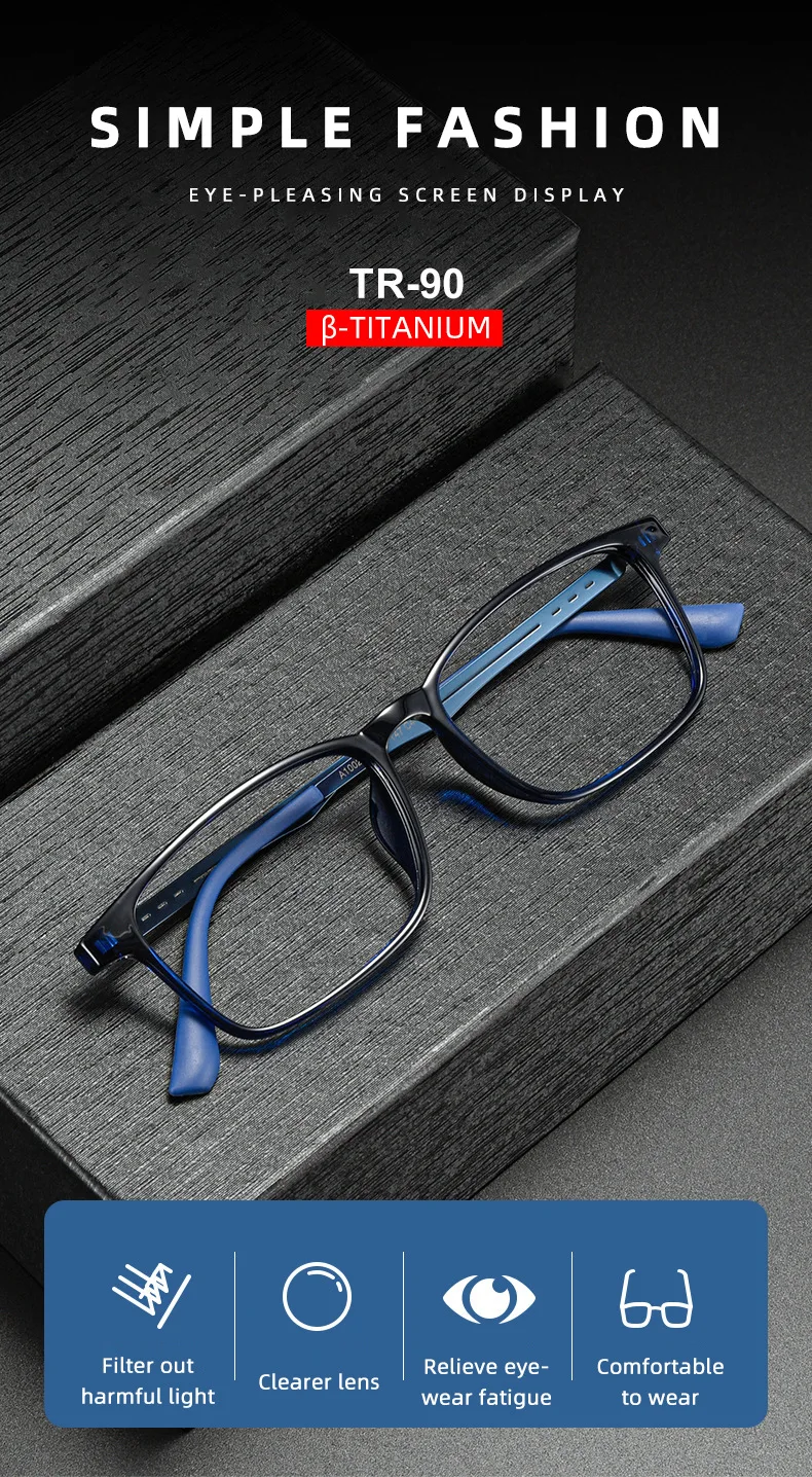 OKH UltraLight Reines Titan Brille Blau Licht Blockieren Lesebrille Männer Myopie Hyperopie Optische Glas Rezept Brillen prescription glasess – Detail 3