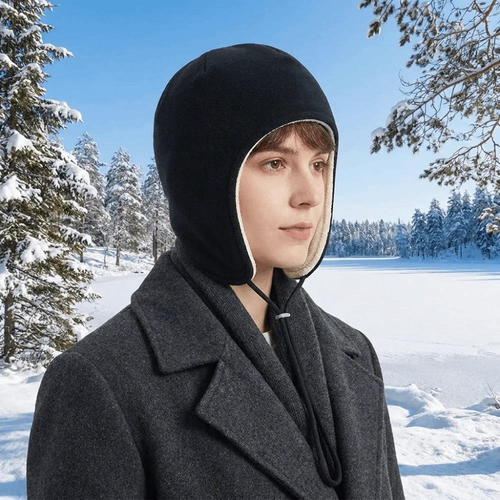 Soft Adjustable Ear Flap Hat Windproof Double-layer Ear Protection Cap Warm Thickened Fleece Hat Men
