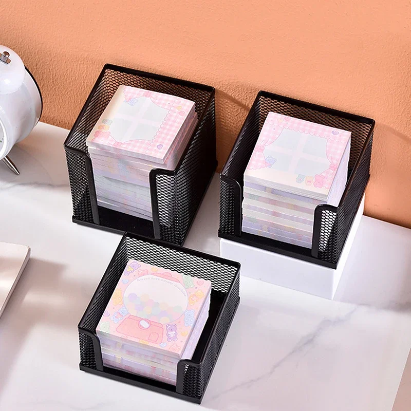 

1 шт. коробка для хранения канцелярских принадлежностей, металлическая сетчатая настольная коробка для заметок, 6 см